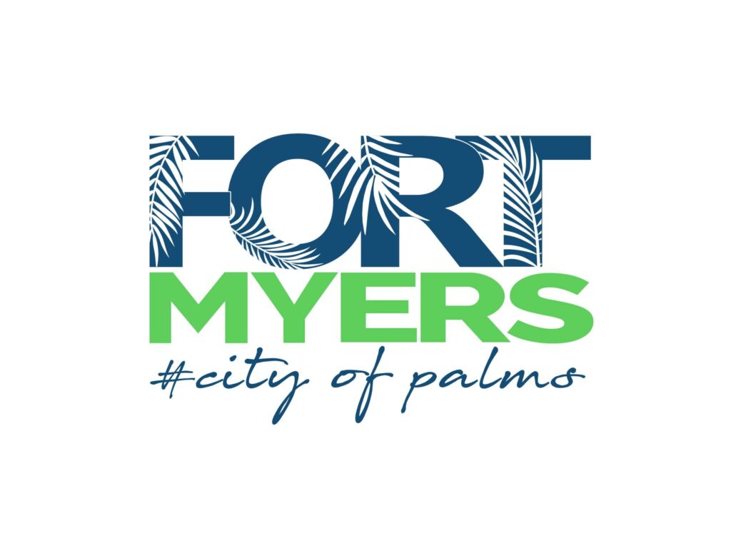 Fort Myers logo with palm leaves and text 